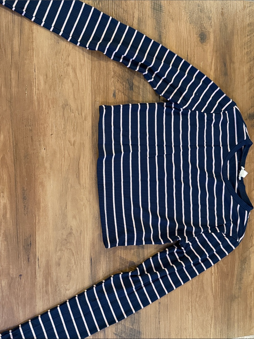Garage Navy Blue & White Striped Long-Sleeve Tee